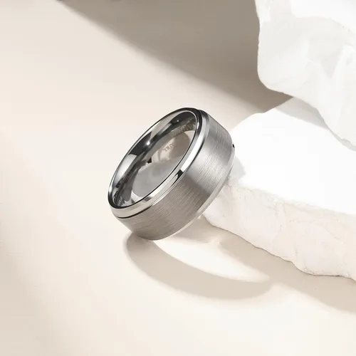 Miniatura 2 de King Will - Anillo de tungsteno básico para hombre, de 1564, 932, 516, 2364 y 2564 de pulgada, con acabado cepillado mate, ideal como anillo
