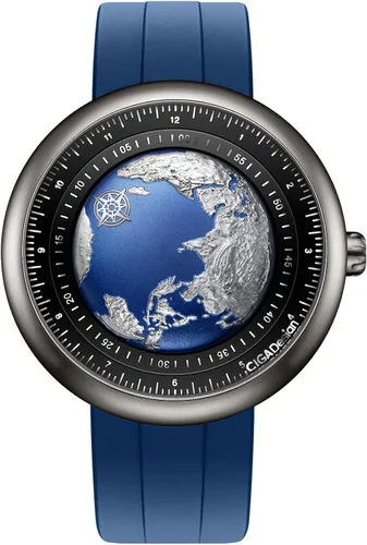 CIGA Design Reloj mecánico automático Blue Planet Serie U de acero inoxidable, titanio, cerámica, caja de zafiro fluoruro y cerámica para hombres y