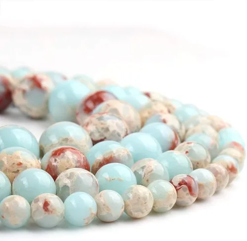Miniatura 21 de 45 cuentas de jade azul y blanco de 0.315 pulgadas, cuentas de piedras preciosas naturales redondas sueltas para hacer joyas Jade blanco azul