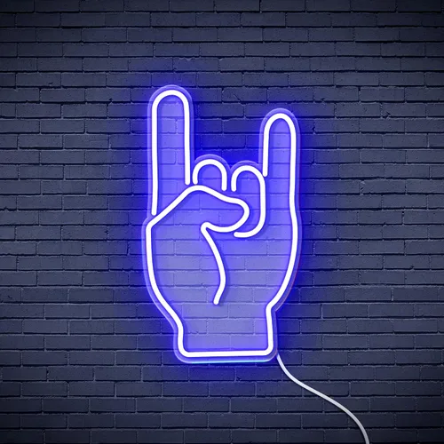 Miniatura 4 de AdvPro Rock On Hand Sign Flex Silicone LED Neon Sign - Azul - st16s32-fnu0067-b