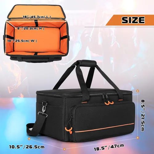 Miniatura 5 de LUXJA Bolsa de luz acolchada para 4 luces par, funda con divisor interior y bolsillos para accesorios, color negro