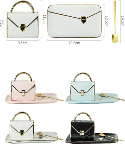 Miniatura 7 de Juego de tazas de café en forma de bolsa, tazas de té y platillos, juego de tazas de taza, tazas de espresso para amigos, mamá, boda, fiesta, hogar