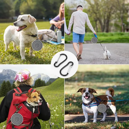 Miniatura 5 de SLSON - Tazones para perros con tapas, 2 paquetes de tazones plegables portátiles para mascotas con cubiertas, para gatos y perros, aptos para Negro