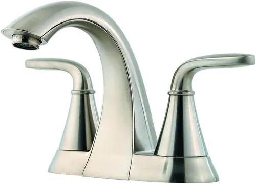 Pfister Pasadena LF048PDKK - Grifo de lavabo de baño de 4 pulgadas con 2 manijas y 3 agujeros con placa de cubierta TiteSeal y tecnología Pfast