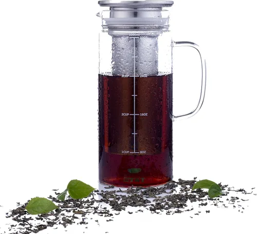 Miniatura 7 de BTT- Cafetera de café frío, cafetera helada, 1 cuarto de galón, 32 onzas, cafetera de té helado, cafetera fría, jarra de té, accesorios de café