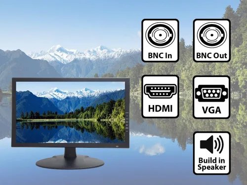 Miniatura 7 de 101AV 18.5 "Monitor de seguridad LED profesional HDMI VGA y BNC Entrada Audio Video Pantalla PC Monitor w/Altavoz para CCTV DVR Oficina y Hogar