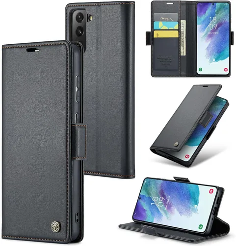 Miniatura 33 de Funda tipo cartera compatible con Samsung Galaxy S21 con tarjetero de bloqueo RFID, funda de piel con función atril para Samsung Galaxy S21 de 6.2