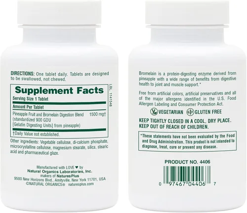 Miniatura 2 de Nature 's Plus Ultra Bromelain – -1500 mg – 60 tabletas