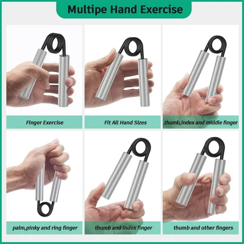 Miniatura 4 de ZEAGUS Entrenador de fuerza de agarre, paquete de 6, fortalecedor de agarre de mano de metal de 50 libras a 300 libras, ejercitador de antebrazo