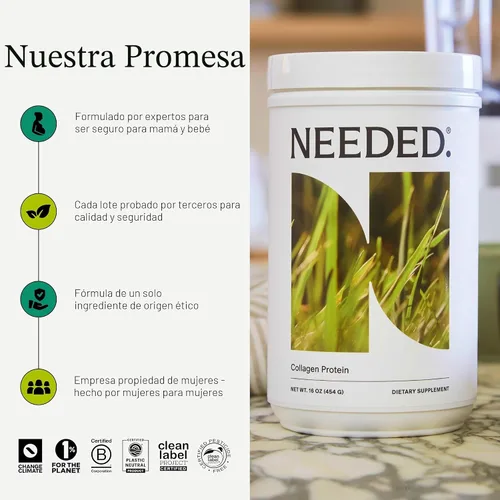 Miniatura 6 de Needed. Polvo de proteína de colágeno hidrolizado Respaldado por expertos y de origen limpio Apoya la piel, cabello, articulaciones Alimentado