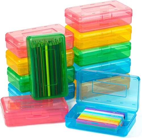 Miniatura 32 de Mr. Pen - Cajas de lápices transparentes, paquete de 6, 7.9 x 4.5 x 2.4 pulgadas, azul transparente, tapa hermética, organizador de cajas de lápices