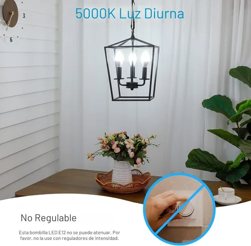 Miniatura 3 de MAXvolador Bombillas LED E12 para candelabro equivalente a 60 W, base de vela B11 de 6 W, bombilla de araña de 600 lúmenes, blanco natural 3500 K