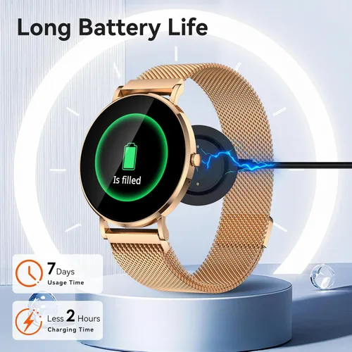 Miniatura 7 de Reloj inteligente para mujer, 1.32 pulgadas, reloj de seguimiento de actividad física de 0.303 in, diseño ultrafino, respuesta/hacer llamadas