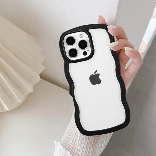 Miniatura 21 de QLTYPRI Funda compatible con iPhone 7/8/SE, bonita funda transparente con marco ondulado rizado para niñas y mujeres, funda protectora de TPU