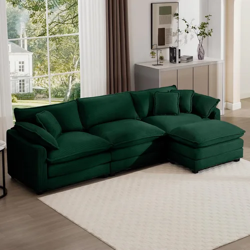 Miniatura 24 de Aoowow Sofá de dos plazas de pana, modernos sofás de nube de 2 plazas para sala de estar, sofás modulares de nube seccionales con asiento profundo