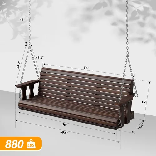 Miniatura 4 de VINGLI Columpio resistente de 880 libras para patio, porche, pintura de poliuretano, silla colgante con cadenas de seguridad ajustables, columpio