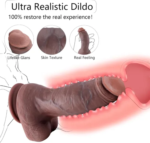 Miniatura 5 de Wildolo Consolador realista de silicona negra, consolador clásico salvaje de 8.14 pies de largo con potente succión y bola realista, juguete sexual