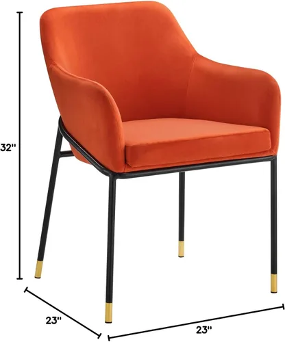 Miniatura 3 de Modway EEI-4671-BLK-ORA Jovi Performance - Sillón de comedor de terciopelo, color negro y naranja