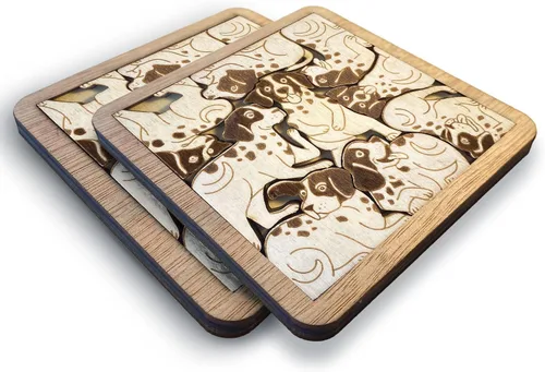 Miniatura 17 de 02 Posavasos de Perro Beagle - Juego de Posavasos de Madera con Rompecabezas de Perro Beagle - Posavasos Entrelazados tipo Rompecabezas con Diseño