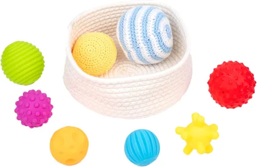Adena Montessori Paquete de 8 bolas sensoriales para niños pequeños de 1 a 3 años, juguetes sensoriales para bebés de 6 a 12 meses, juguete
