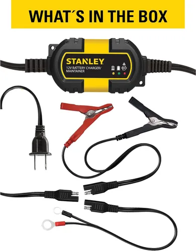 Miniatura 3 de STANLEY BM1S Cargador de batería totalmente automático de 1 amperio/mantenedor de 12 V con abrazaderas de cable y terminales de junta tórica