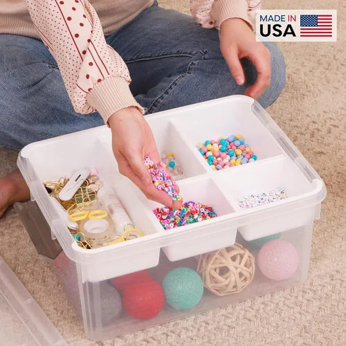 Miniatura 9 de Citylife Caja de almacenamiento de plástico de 17 QT con bandeja extraíble Organizadores y almacenamiento para manualidades Contenedor