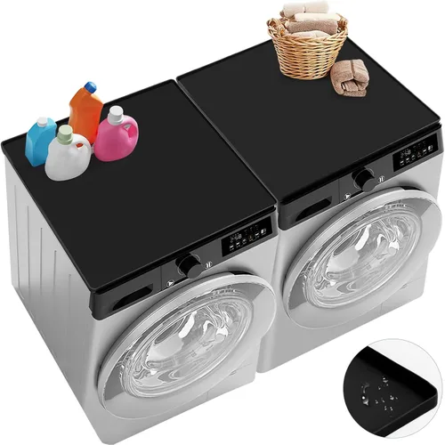 Miniatura 9 de Fundas para lavadora y secadora para la parte superior, 27 x 27 pulgadas, alfombrilla protectora de silicona para lavadora y secadora, Gris