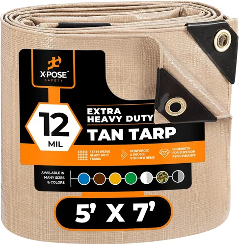 Miniatura 50 de Lona protectora Xpose Safety multiusos, de poliéster blanco, resistente, resistente al agua, resistente a la intemperie, resistente a rasguños