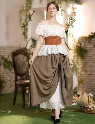 Miniatura 3 de Scarlet Darkness Maxi Long Skirt for Women Double-Layer Victorian Renaissance Skirts