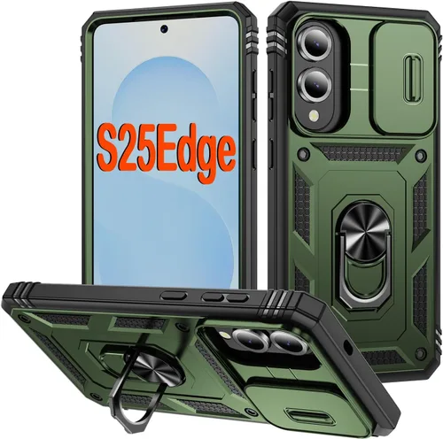 Miniatura 47 de PASNEW Funda para Samsung Galaxy S22 Ultra 5G, cubierta de cámara deslizante y soporte de dedo de metal giratorio de 360°, militar, resistente, a