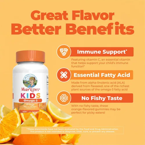 Miniatura 4 de MaryRuth's - Gomitas veganas Omega 3 para niños a partir de 2 meses Sin azúcar Suplemento Omega 3 con vitamina C, vitamina E, aceite de linaza