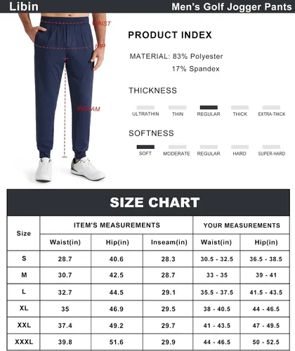 Miniatura 5 de Libin Men's All Day Comfy Joggers Pants with Zipper Pockets Stretch Sweatpants for Men Golf Athletic Running