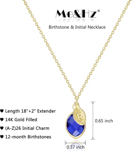 Miniatura 6 de Me&Hz Initial Birthstone Necklace for Women 14K Gold Filled Small Initial Necklace Crystal Birthstone Pendant Necklace for Girls Teens Mom Dainty