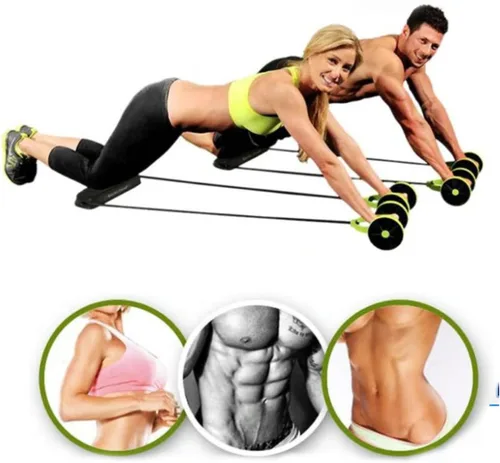 Miniatura 3 de Rueda de rodillo abdominal con bandas de resistencia y rodillera, entrenador abdominal para entrenamientos en casa o gimnasio, esculpe abdominales