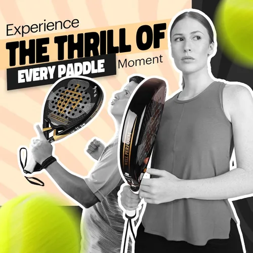 Miniatura 6 de Pala de pádel de fibra de carbono – Pala De Padel ligera con superficie de carbono de 12 quilates, núcleo de espuma viscoelástica EVA y agarre Negro