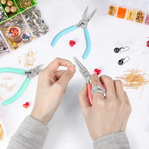 Miniatura 7 de WORKPRO Juego de Alicates para Joyería, Kit de Herramientas para Hacer Joyas de 3 Piezas que Incluye Alicates de Punta Fina/Alicates de Punta Plana