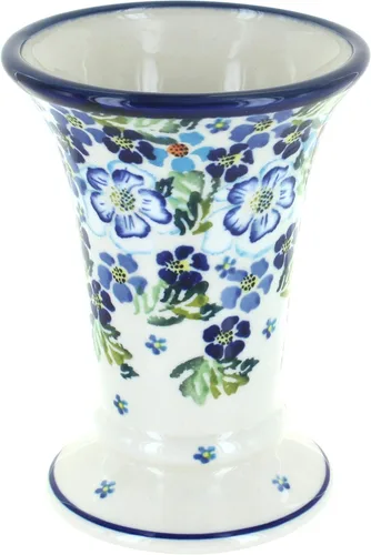 Miniatura 8 de Jarrón pequeño de cerámica pulida de rosas azules, florero pequeño de flores rojas de la selva, 6 pulgadas de alto, florero de cerámica, diseño