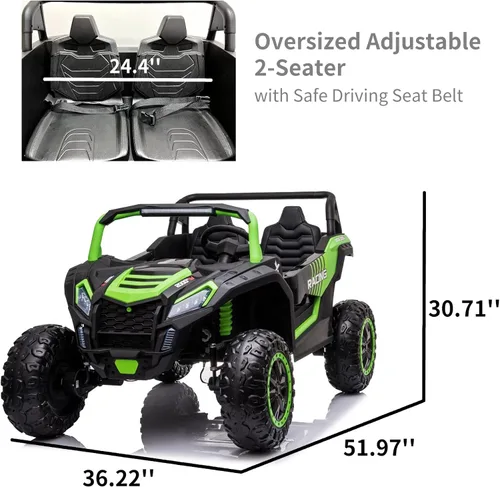 Miniatura 2 de POSTACK Juguete de paseo XXXL de 24V de 220 libras para niños grandes, auto de juguete eléctrico con batería de 2 asientos para niños, auto de paseo