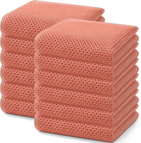Miniatura 204 de Homaxy Paños de cocina de 100% algodón con tejido de gofre, ultra suaves, absorbentes, de secado rápido, 12 x 12 pulgadas, paquete de 6, amarillo