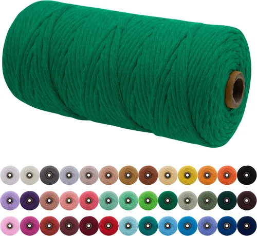 Miniatura 70 de JeogYong Cordón de macramé de un solo hilo 2mm x 164 yardas (492 pies) Cuerda de algodón suave, hilo de macramé 2 mm, suministros de macramé