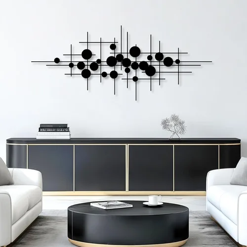 Miniatura 3 de Arte de pared de metal geométrico, arte de pared de metal moderno de mediados de siglo, arte abstracto de pared de metal, escultura de pared Plata