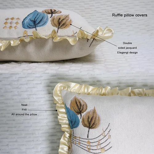 Miniatura 2 de SZHELEJIAM Juego de 2 fundas de almohada con volantes de 12 x 20 pulgadas, fundas de cojín decorativas de felpilla suave jacquard para sofá
