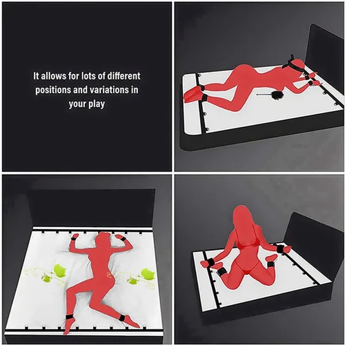 Miniatura 2 de Puños para piernas y tobillos, correas sexuales para cama, collares con cadena y esposas, kit de sujeción sexual debajo del colchón para adultos