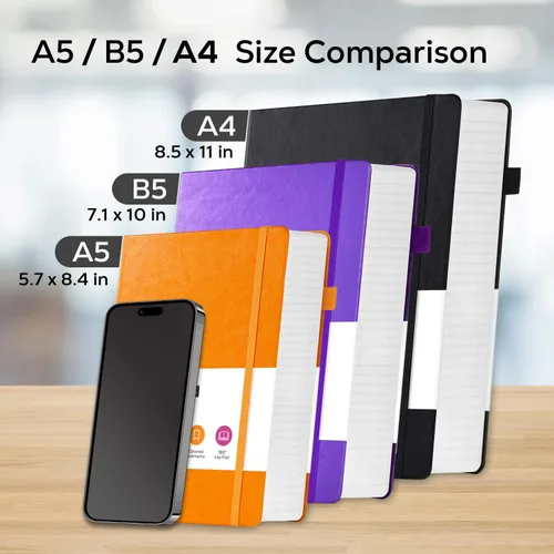 Miniatura 5 de FOCUS DAY Cuaderno de tapa dura 8.5 x 11, cuaderno de 320 páginas tamaño A4 grande para la universidad con líneas para la escuela y el trabajo, gran