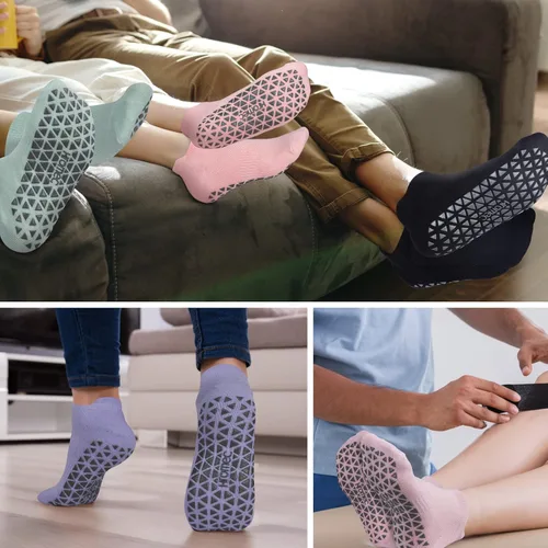 Miniatura 7 de Calcetines de yoga antideslizantes con agarres para pilates ballet barras descalzo calcetines antideslizantes de hospital para mujeres y hombres