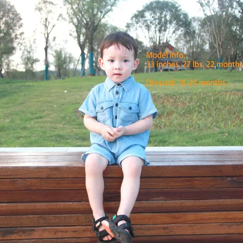 Miniatura 3 de YJ Back Home Baby Boy Jeans Mameluco infantil de algodón y mezclilla