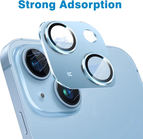 Miniatura 4 de Protector de lente de cámara compatible con iPhone 15 y 15 Plus, protector de pantalla de vidrio templado antiarañazos, a prueba de golpes, funda
