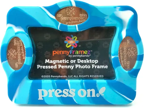 Miniatura 4 de Pennybandz Pennyframez - Marco magnético para fotos de escritorio con capacidad para fotos de 3 x 2 pulgadas y tres de tus centavos prensados