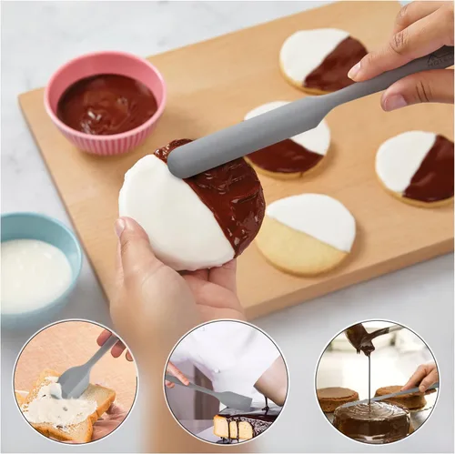 Miniatura 4 de HOTEC Juego de espátulas de goma de silicona resistentes al calor de 600 ℉, sin BPA, espátulas de cocina, para hornear, mezclar para utensilios