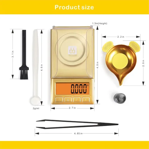Miniatura 8 de UNIWEIGH Báscula de miligramos de 1.76 oz/0.00 oz, báscula portátil de joyería con peso Cal, retroiluminación LCD, tare, báscula de gramo mini